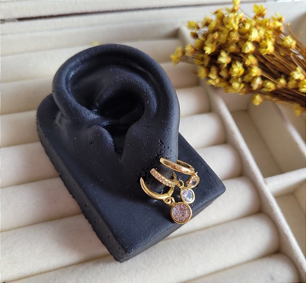 Trio Argolas Ponto de Luz - Semijoias