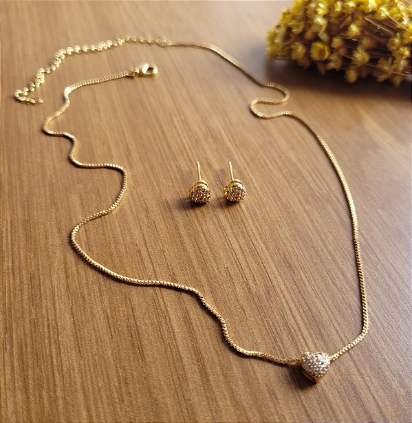 Conjunto Coração Mini - Semijoias