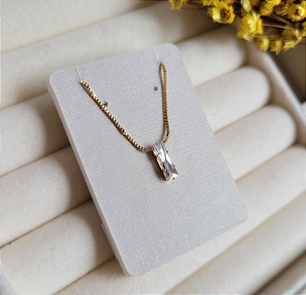 Colar Zircônia Retangular - Semijoias