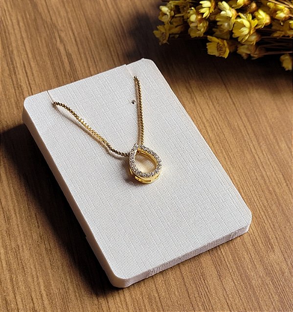 Colar Gota Vazada Cravejada - Semijoias