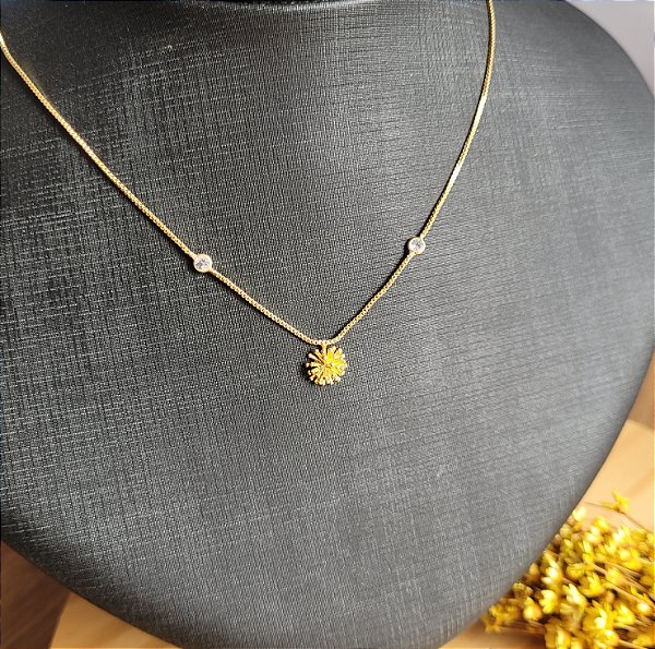 Colar Flor Dente de Leão - Semijoias