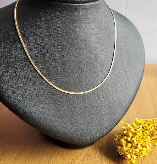 Colar chocker Laminado 1,6 x 0,6 mm - Semijoia 18k