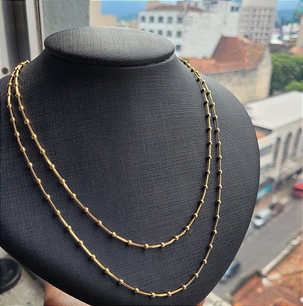 Colar Veneziana V15 com Bola 2,5 mm - Semijoia 18k