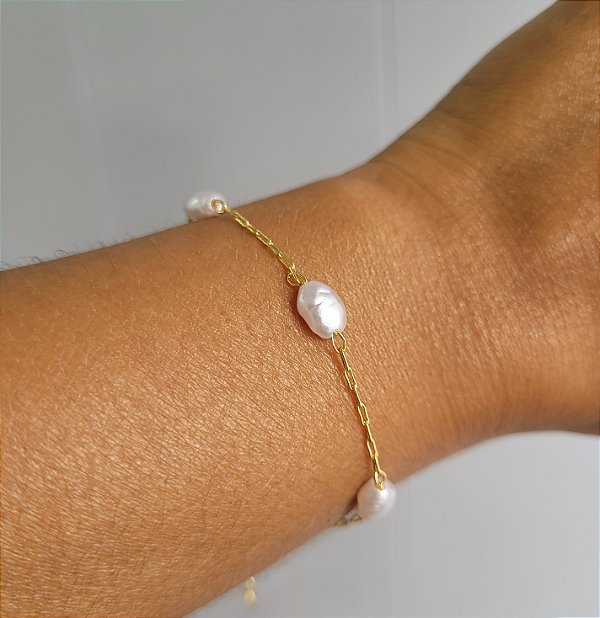 Pulseira Pérola Barroca- Semijoias