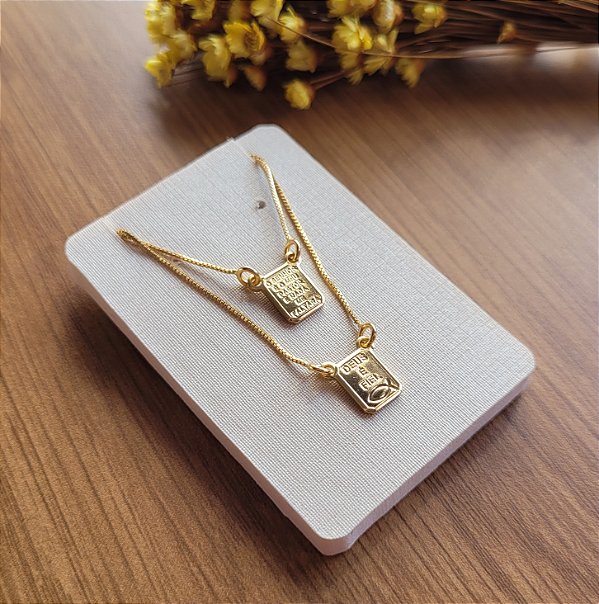 Escapulario Pai Nosso e Salmo Semijoia 18k