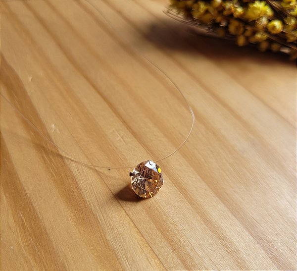 Colar Nylon Citrino Champanhe - Prata 925