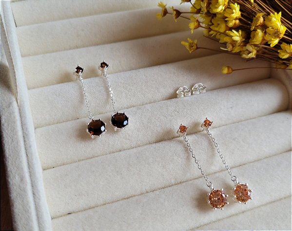 Brinco Ponto de Luz duplo - Prata 925