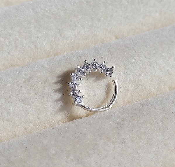 Piercing 8 Zircônia Cravejado Septo / Daith - Prata 925