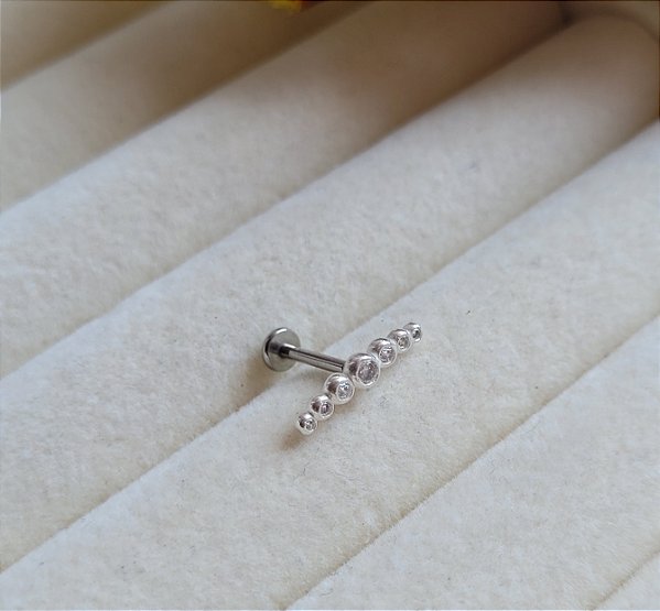 Piercing Tragus Cravação Bezel - Prata