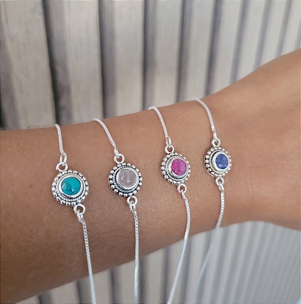 Pulseira Bali com Pedra - Prata 925