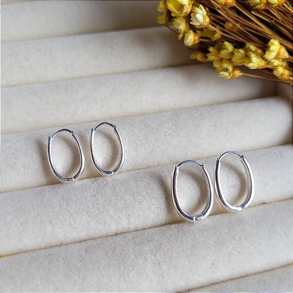 Argola Click Oval Lisa- Prata 925