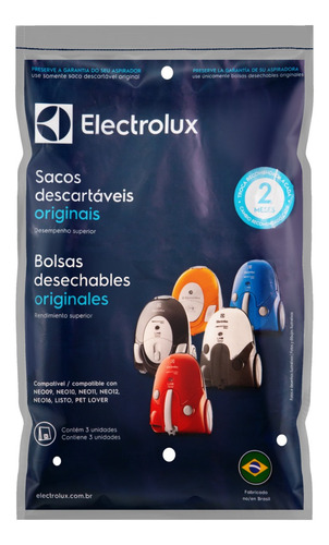 3 Saco Descartável Aspirador de Pó NEO9 NEO 10 Neo Compact Electrolux Original