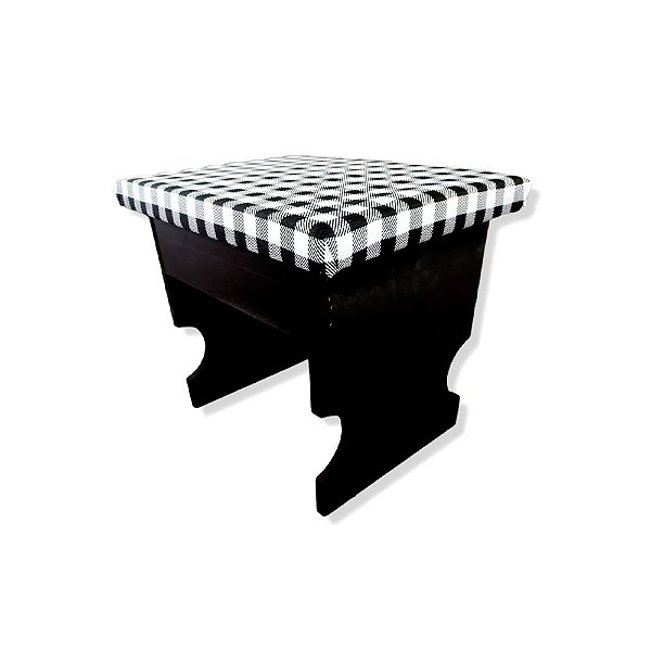 Banco De Preto Velho Estofado Preto E Branco Mdf