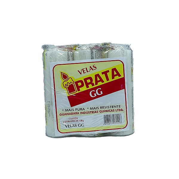 Vela Votiva 7 Dias Branca Prata GG - 3 unidades.