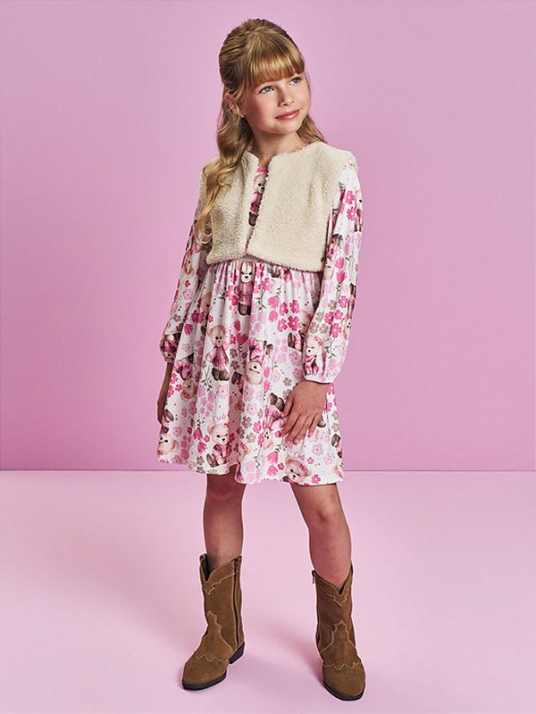 Vestido com Colete Pelúcia Cinti