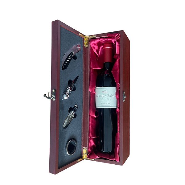 Kit Maleta Luxo Com 5 Acessórios e Vinho Angélica Zapata Malbec