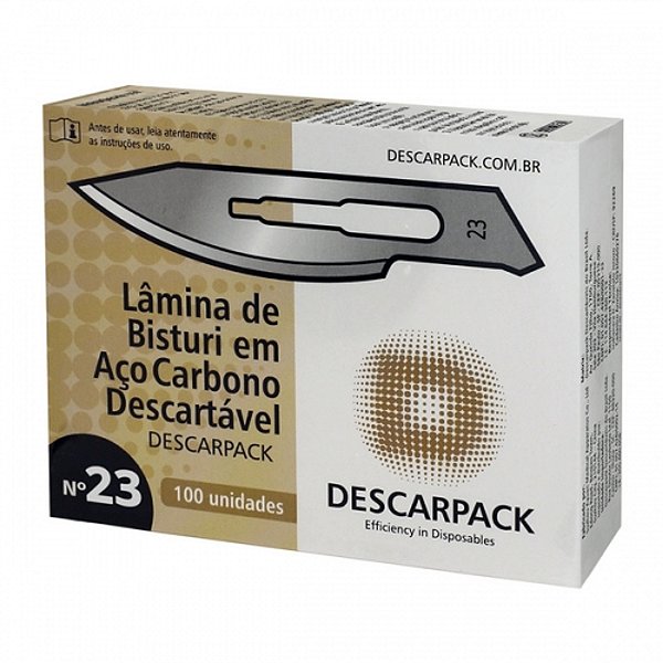 Lâmina de Bisturi Nº 23 Aço de Carbono 100 un. - Descarpack