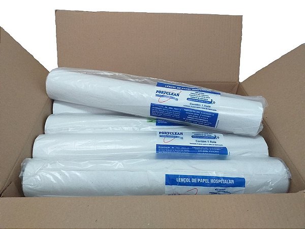 Lençol Hospitalar 50x50 C/10 rolos Tipo 1 Branco - FortClean