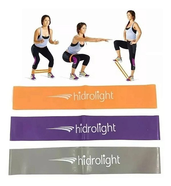 Faixa de Exercícios Elástica Mini Band Kit 3 Intensidades - hidrolight