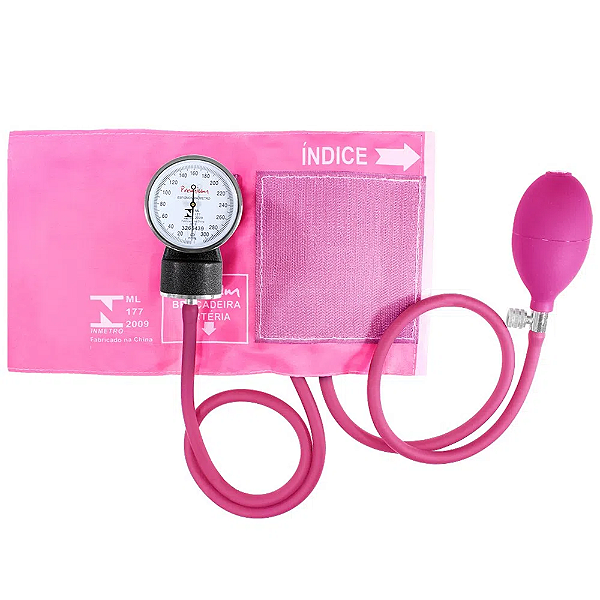 Aparelho de Pressão Adulto Nylon Rosa Esfigmomanômetro - Premium