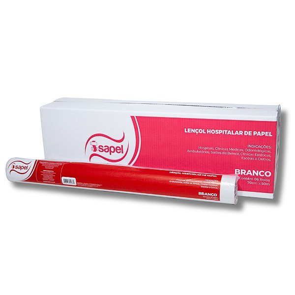 Lençol Descartável Papel Hospitalar Maca 70cm × 50m Cx 6 Rolos - Isapel