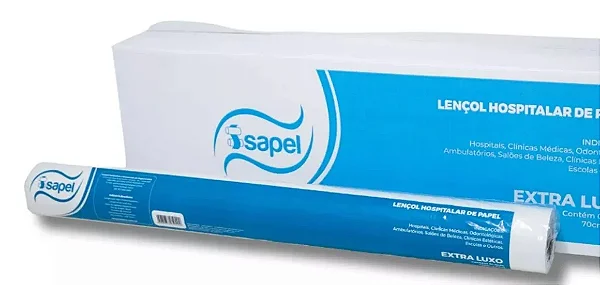 Lençol Descartável Papel Hospitalar Maca Extra Luxo 70cm × 50m Cx 6 Rolos - Isapel