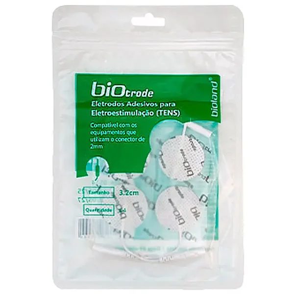 Eletrodo Autoadesivo Biotrode 3,2cm Redondo Pacote C/4 Unidades Para Tens - Bioland