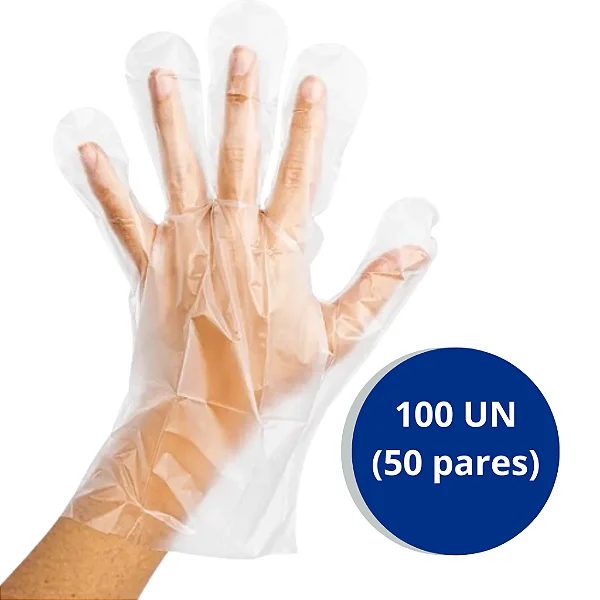 Luva Plástica Estéril Descartável Luplast 100un