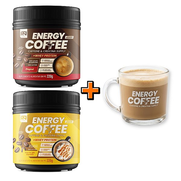 Combo 2x Energy Coffee 220g + Caneca | Original + Doce de Leite + Caneca