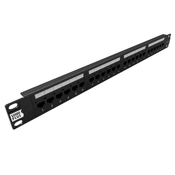 PATCH PANEL 24P 1U 19P 10/100/1000 CAT6 568AB 35050402 PRETO SOHOPLUS.