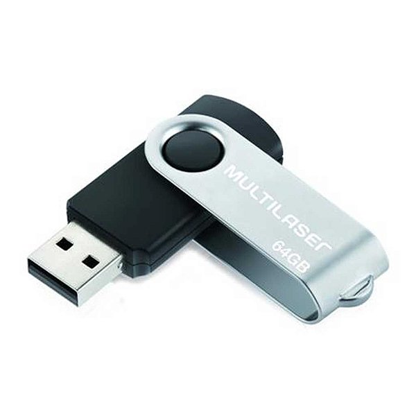 PEN DRIVE 64GB USB 2.0 TWIST PD590 PRETO MULTILASER