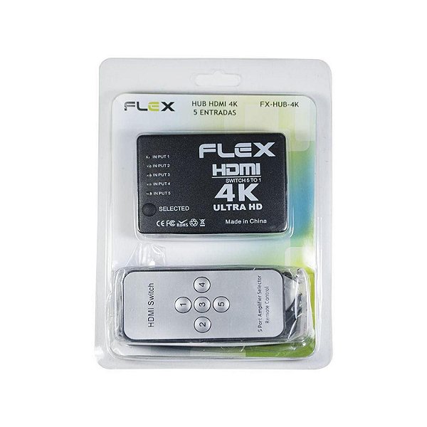 SWITCH HDMI 05P 5ENTRADA/1SAIDA 4K KFX-HUB-4K FLEX
