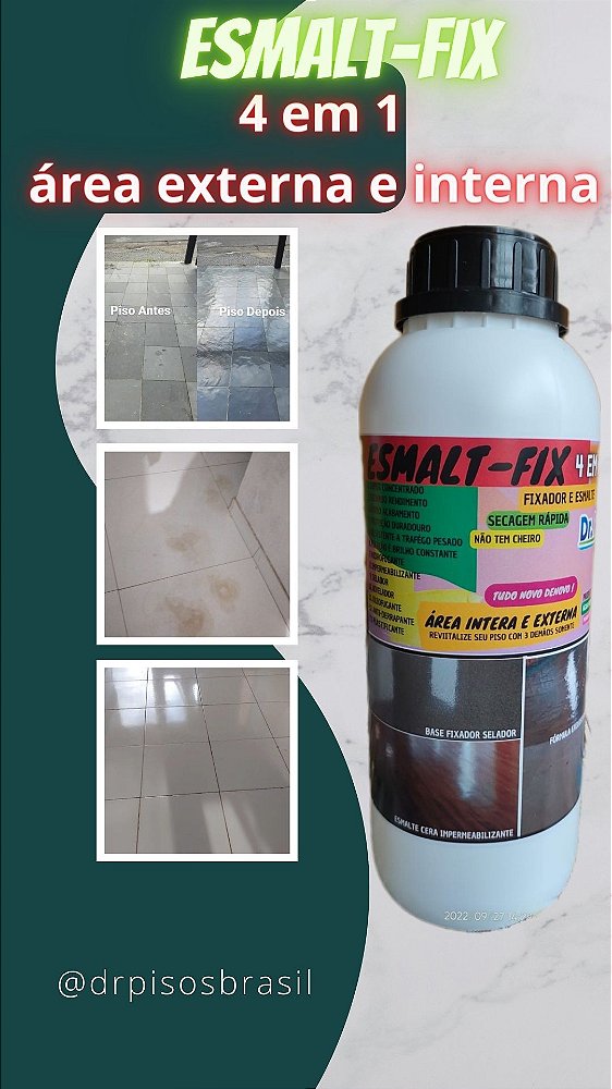 ESMALT-FIX 1LT CRISTALIZADOR P/PISO - SELADOR COM IMPERMEABILIZANTE - ÁREA INTERNA E EXTERNA -TRAFEGO PESADO - PRODUTO PROFISSIONAL