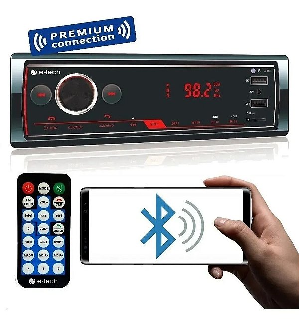 Radio Mp3 Automotiv E-tech Premium Bluetooth Usb Aux Sd Controle