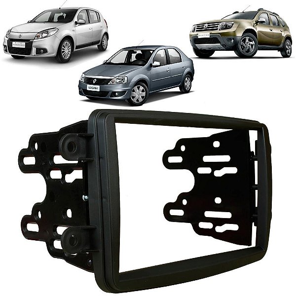 Moldura Fiamon 2 Din Duster Sandero Logan Kwid Preta 2367