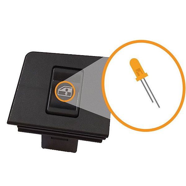 Botão Interruptor Vidro Elétrico Simples Uno Led Âmbar