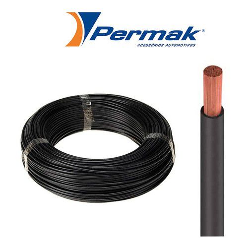 Fio Cabo automotivo Permak 4,00 Mm Preto 78f1 100 Metros