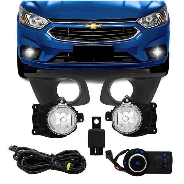 Kit farol auxiliar Milha Onix prisma Joy 2017+ C/ Moldura