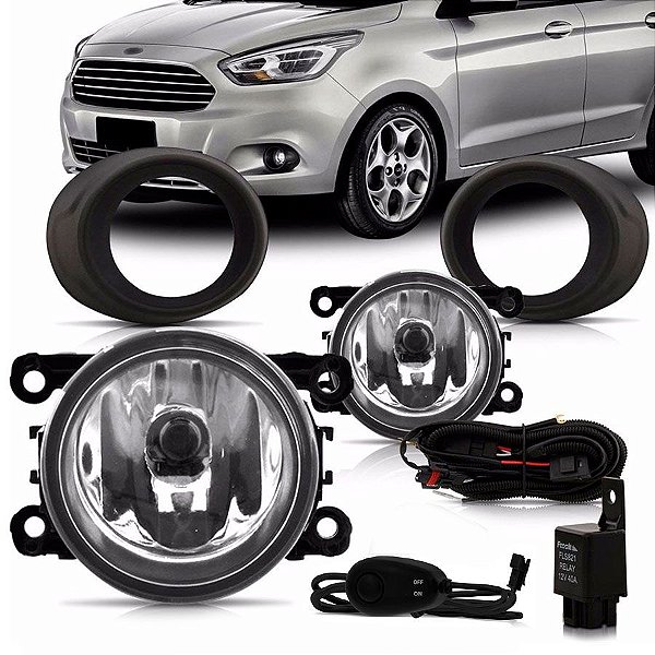 Kit farol auxiliar Milha Novo Ka 2015+ Bmu Com grade preta