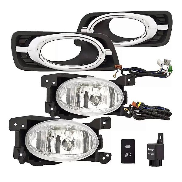 Kit farol auxiliar Milha City 2012 a 2014 Cromado Bmo shock