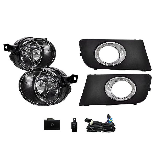 Kit farol auxiliar Milha Amarok 2010 a 2014 Aro Cromado Bmo