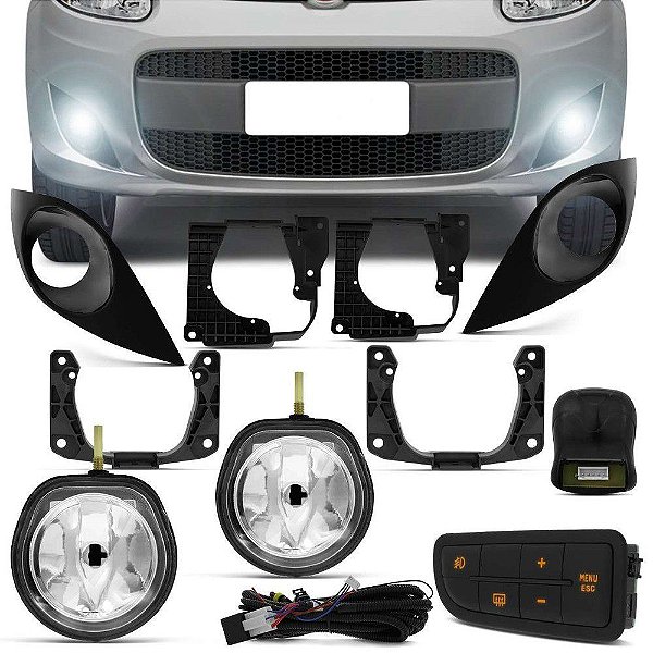 Kit farol auxiliar Milha Palio G5 2012 em diante Bmo C/grade