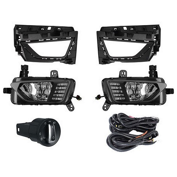 Kit farol auxiliar Milha Polo e Virtus 2017+ Com drl Bmo