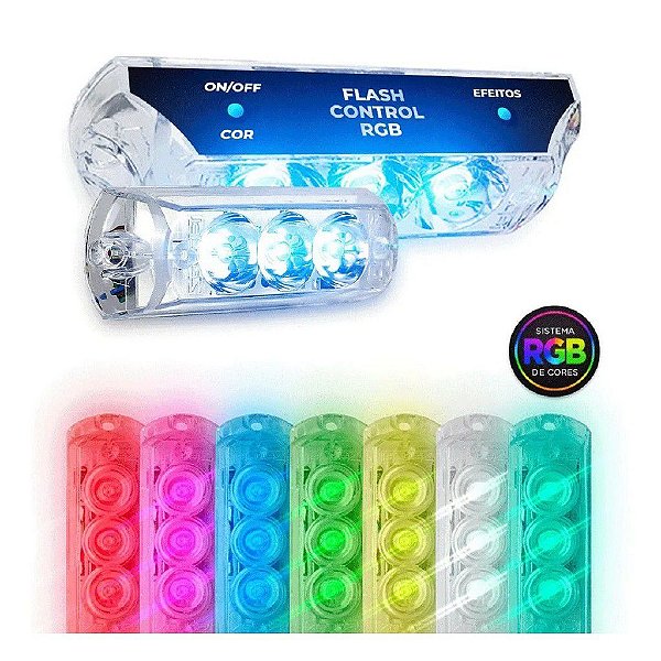 Kit Strobo Automotivo Rgb Zendel 9w Flash Control Completo