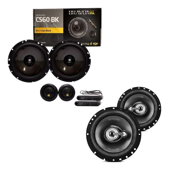 Kit Alto Falantes 2 Vias Triaxial Dianteira+traseira 290wrms