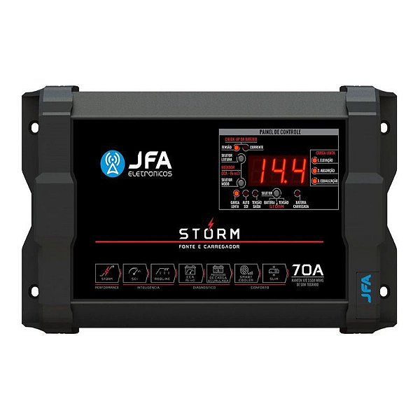 Fonte Carregador de Bateria Storm Plus 70a Jfa Bivolt 12a15v
