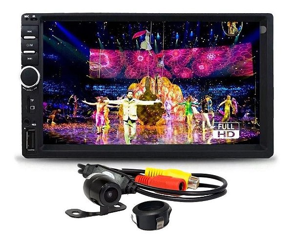 Central Multimídia 1din Mp5 Bt Espelhamento com Camera de Ré