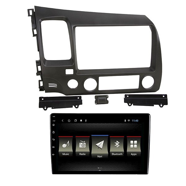 Central Multimidia Android Jr8 X 9 Polegad New Civic 07 a 11