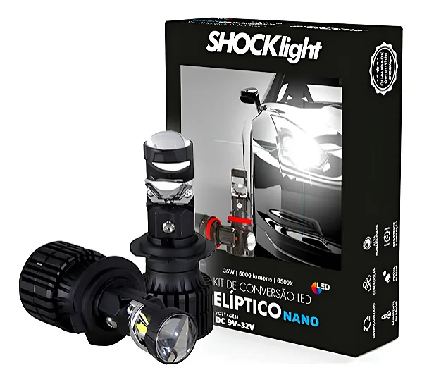 Farol Led Lampada Nano H7 Projetor Canhão Facil Instalaçao