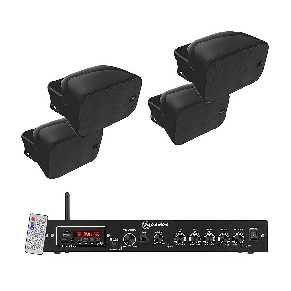 Kit som ambiente Taramps THS 3600 com 4 caixa bsa aw4 preta